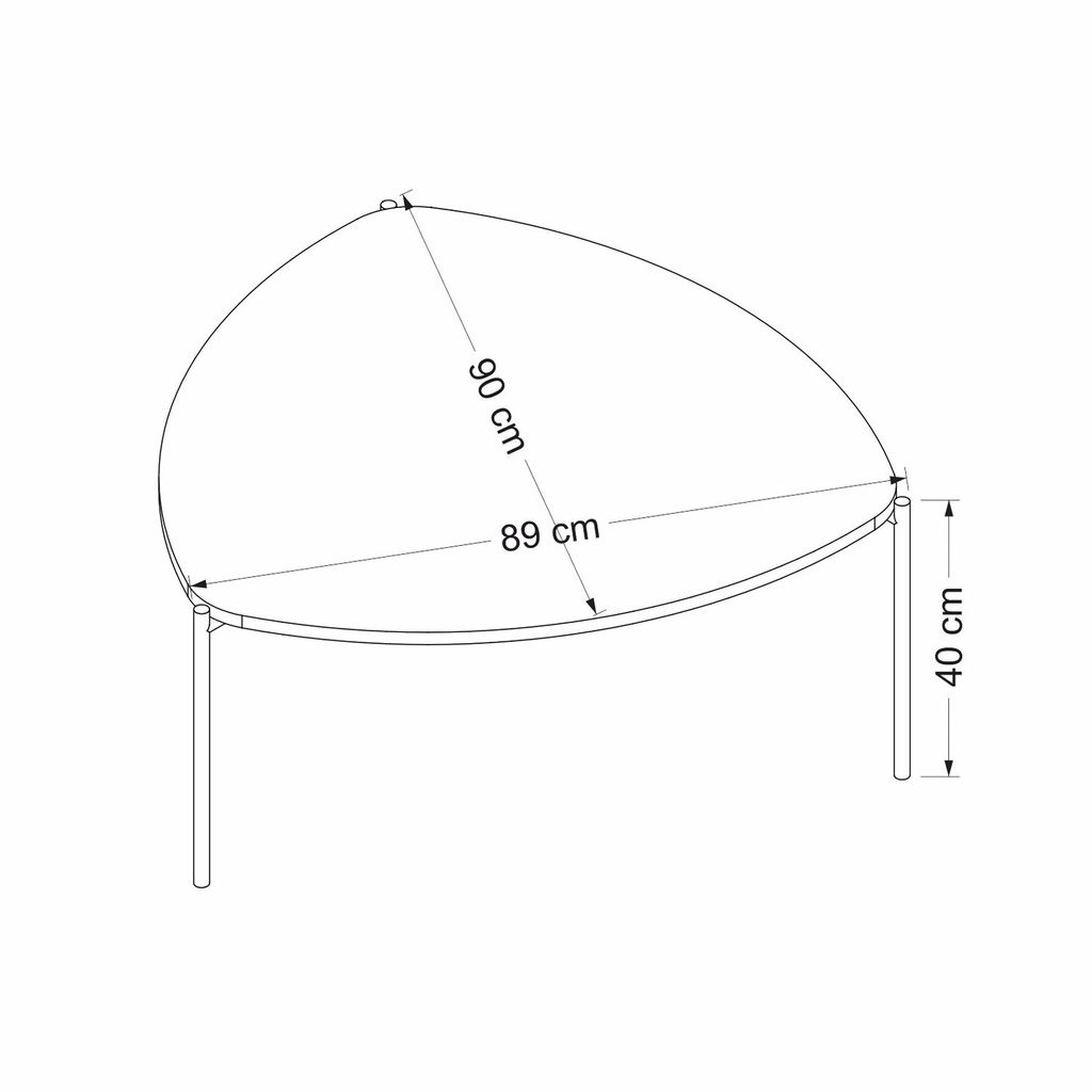Lerakóasztal, háromszögű, mogyoróbarna - oeuil - butopêa